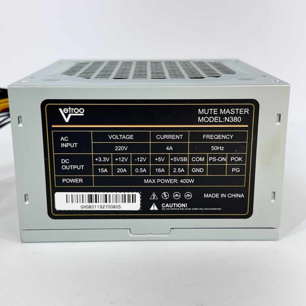 Vetroo Mute Master Computer Power Supply Unit PSU 400W Model N380 Voltage 220V